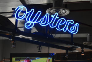 Oysters neon sign in Boathouse Restaurant in Chattanooga