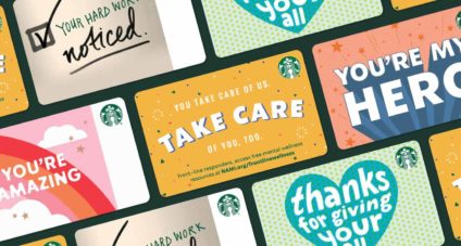 Starbucks image promoting their effort to help front-line responders 
