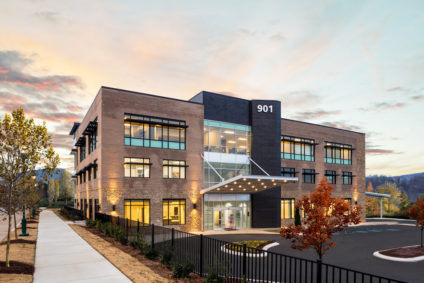 901 Riverside Building in Chattanooga at Sunset