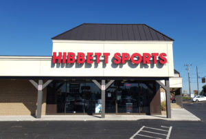 Sign and facade of Hibbett Sports store