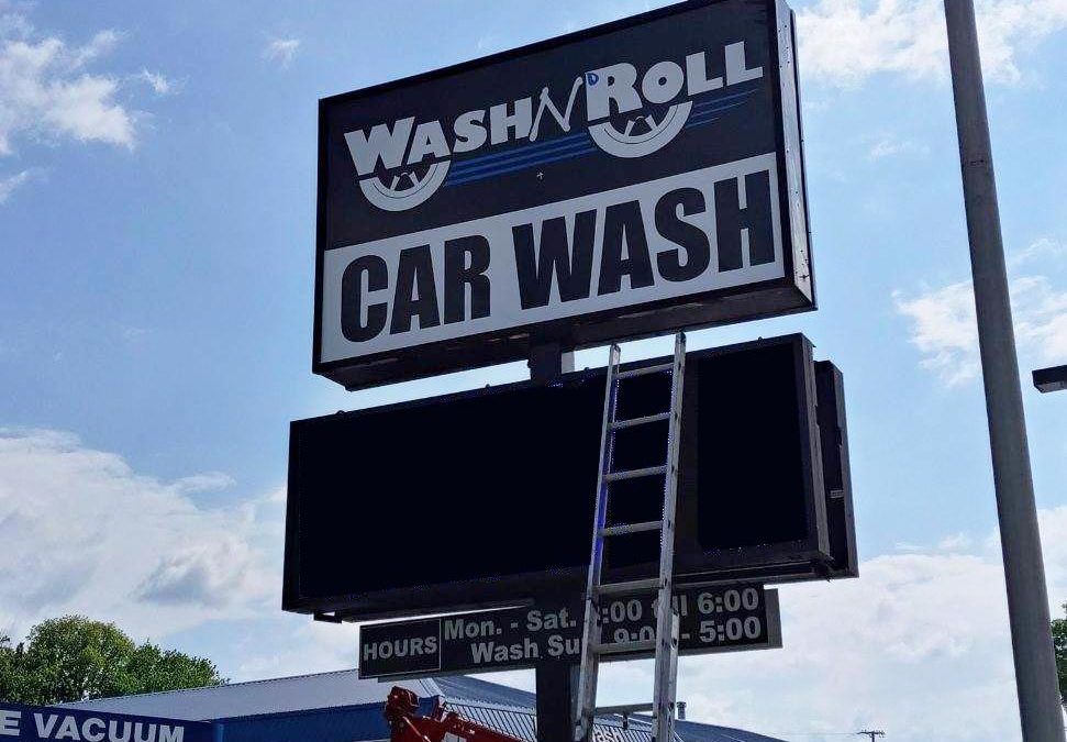 Wash N Roll Car Wash Electronic Message Center Digital Sign