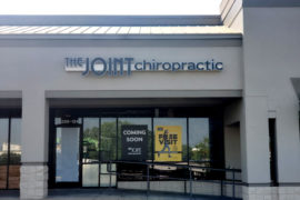 The Joint Chiropractic Channel Letters on Raceway on Facade of Commercial Business Property Building