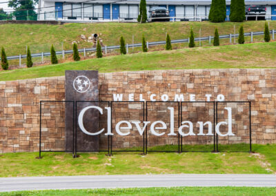 Welcome to Cleveland, Tennessee sign built by Ortwein Sign.