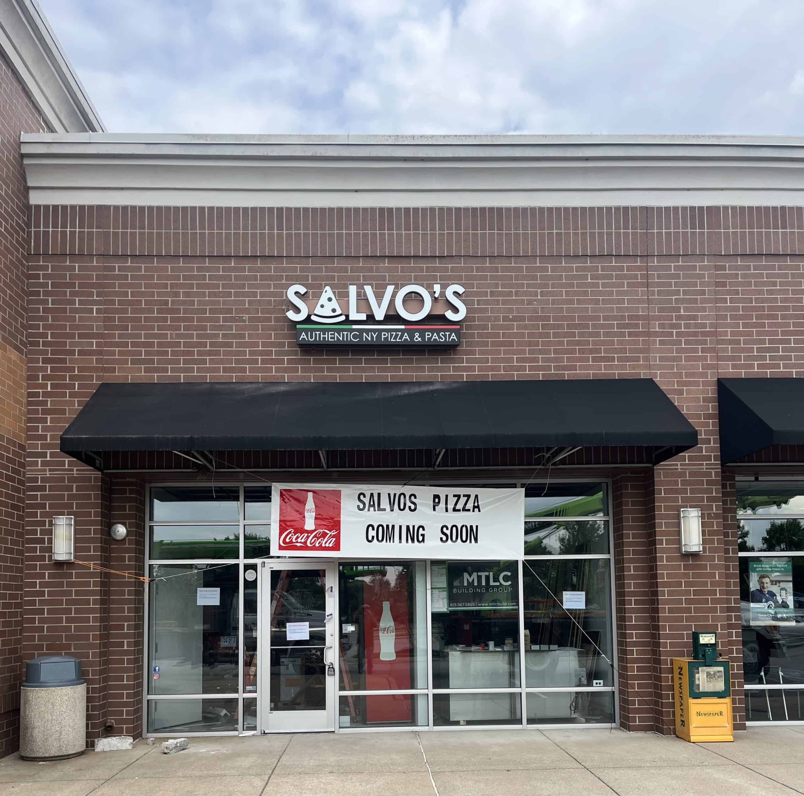 Salvo's Pizza channel letters and raceway on storefront sign