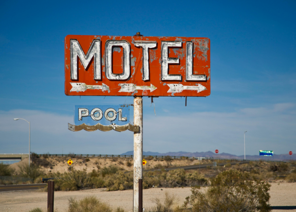 Worn old motel signage