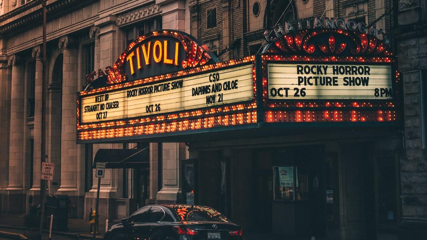 Tivoli Theater marquee in Chattanooga, TN shot in October