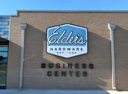 Elder's Ace exterior signage fabricated by Ortwein Sign
