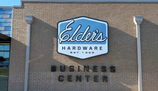 Elder's Ace exterior signage fabricated by Ortwein Sign