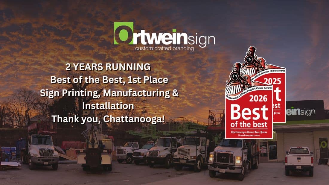 Ortwein Sign wins Best of the Best for Sign Printing / Manufacturing / Installation for the 2nd year in a row!